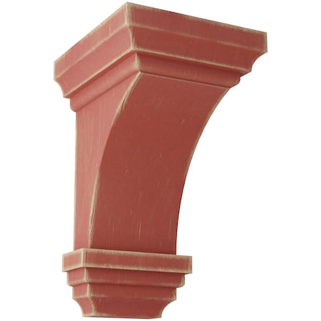 Ekena Millwork 3 1/2"W x 3 3/4"D x 6"H Mini Jefferson Wood Vintage Decor Corbel, Salvage Red CORWD03X03X06JERD